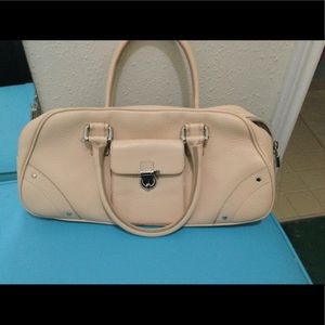 Burberry pebbled leather purse with double straps in blush pink